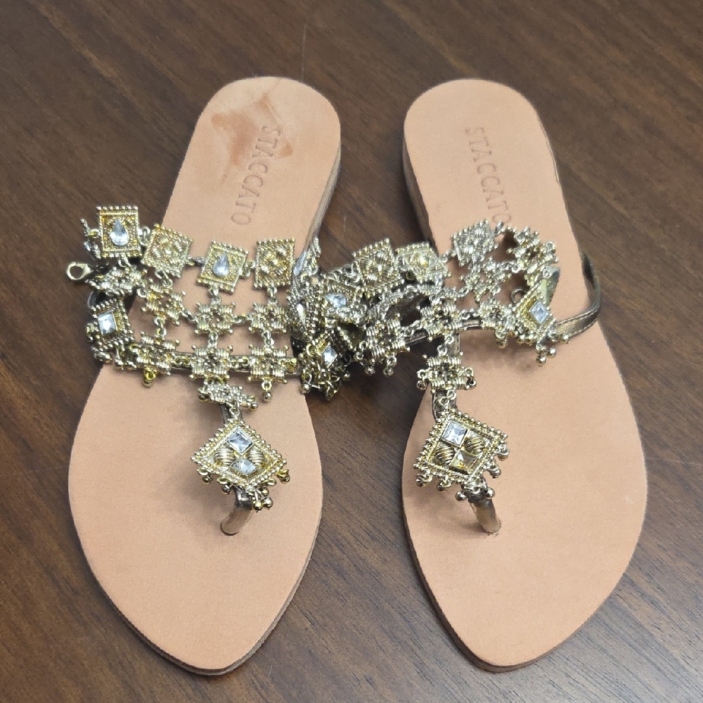 Staccato Women's Sandals with Gold Embellishments